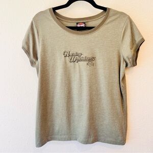 Harley Davidson Army Green Y2K Tee Redwood Eureka California XL